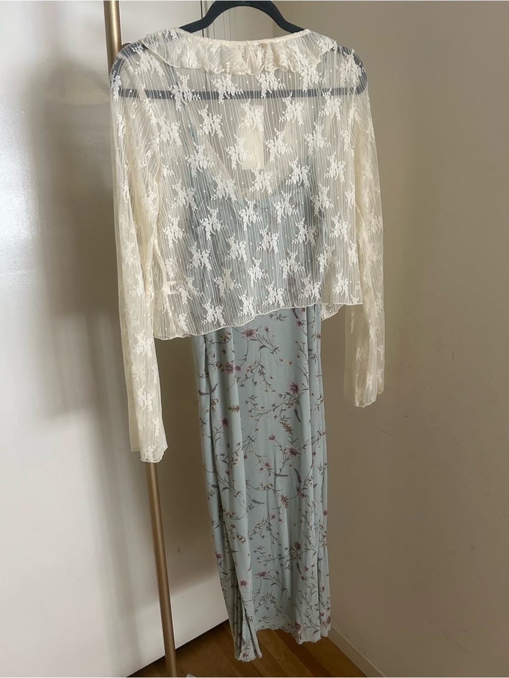 NWT Thirty Thirty 2 Piece Floral Midi Dress & Lace Tie Front Cardigan Large - Picture 7 of 9
